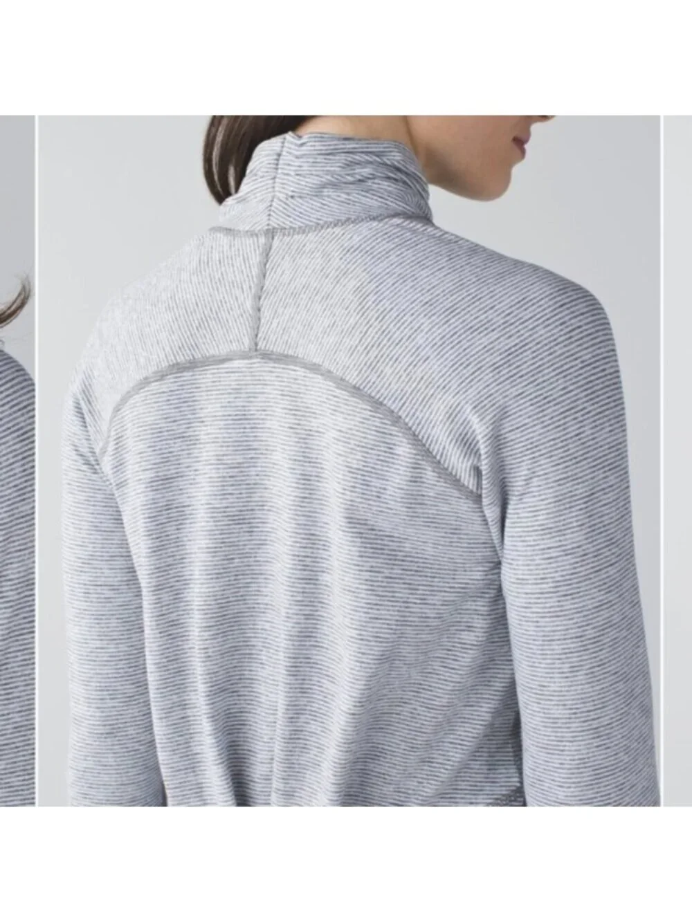 Lululemon Warm Your Core Long Sleeve Tee Tonka Stripe Heathered Slate White
